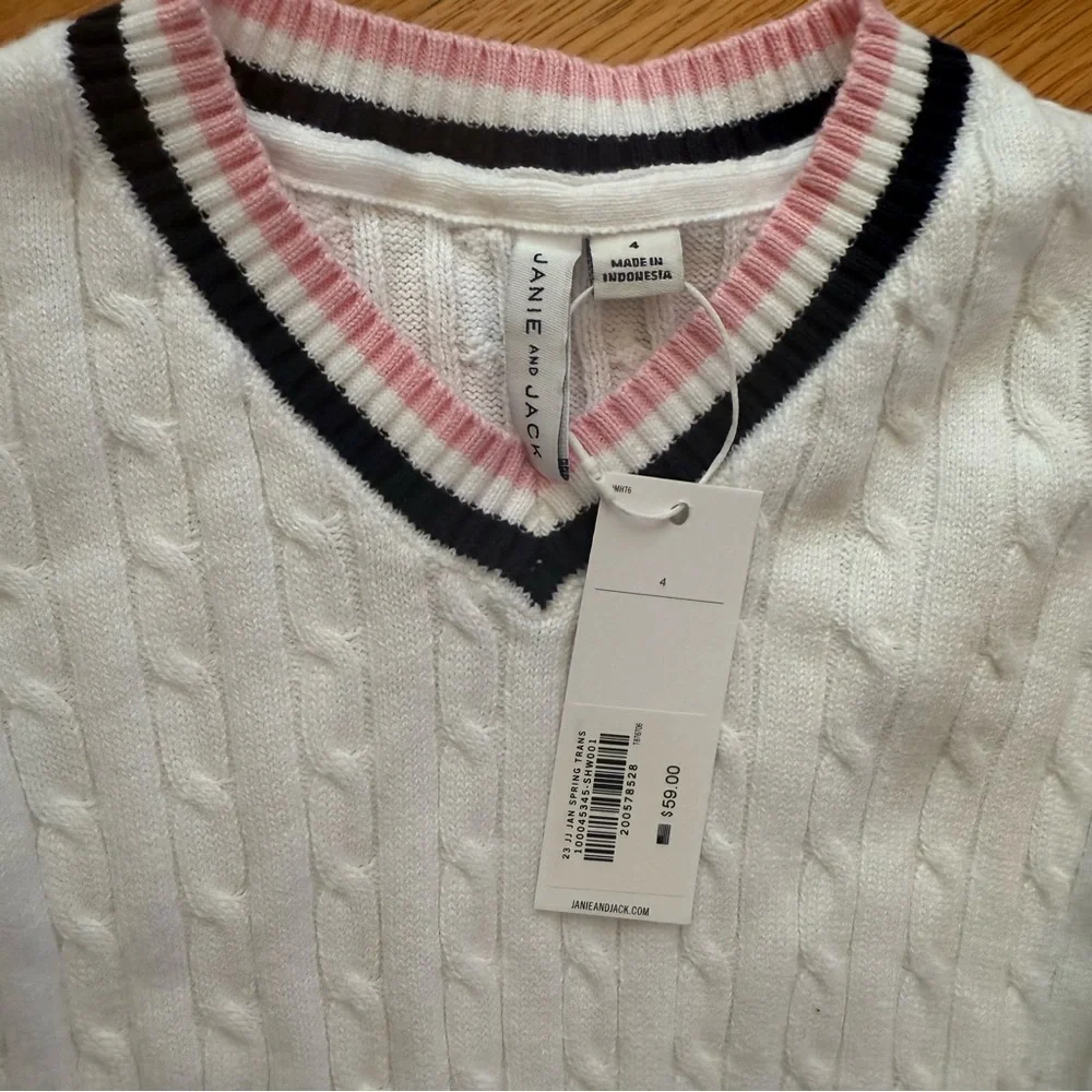 Janie and Jack White Varsity Sweater 4 NWT - Picture 2 of 2
